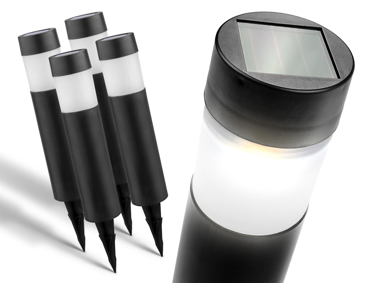  4x Słupek ogrodowy Solar LED AURORA ROUND 4000K IP44
